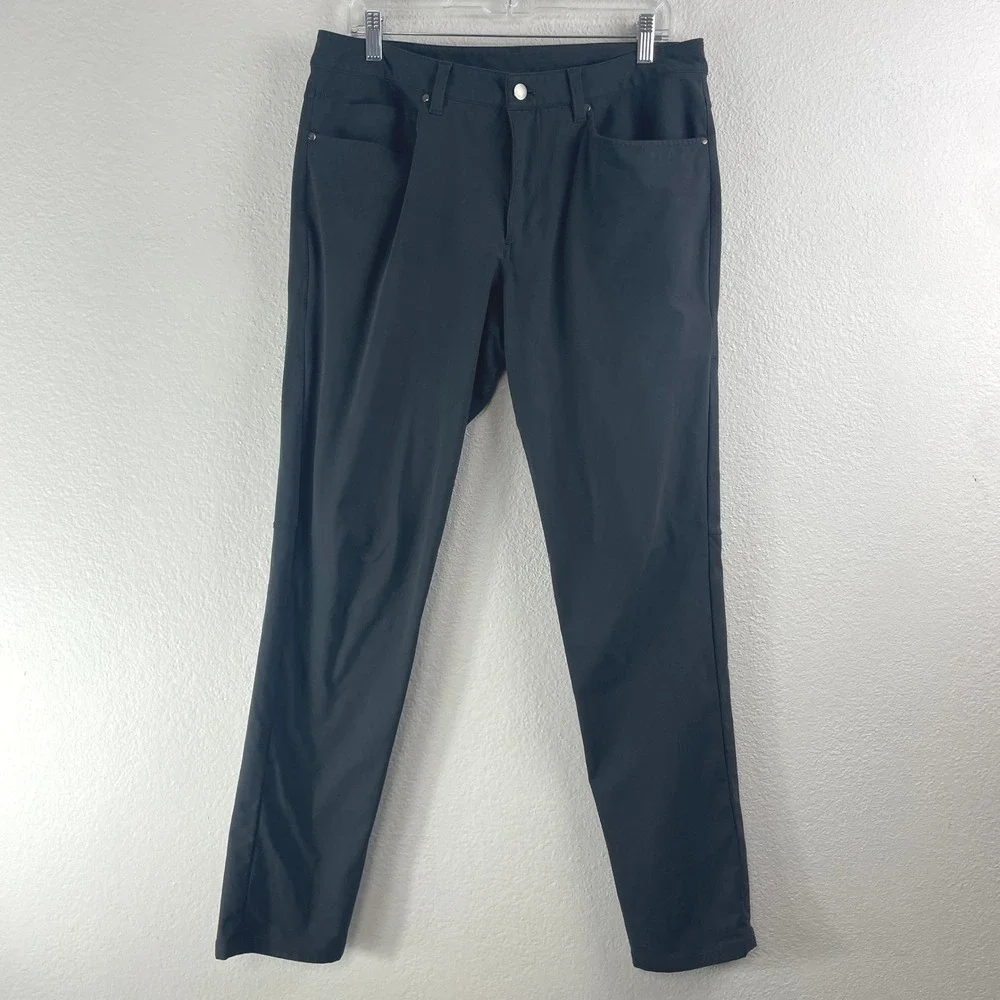 Lot of 2 Lululemon ABC Warpstreme Pant Men 33 Black Gray Slim Straight Technical